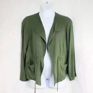 Torrid Size 2 olive green drawstring waist long sleeve blazer
